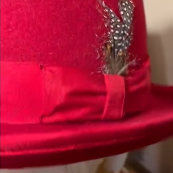 STACY ADAMS wool PORKPIE FEDORA HAT color Red Medium - Picture 2 of 9